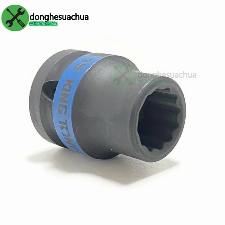 Tuýp 15mm 1/2 Kingtony 453015M loại ngắn 12 cạnh màu đen