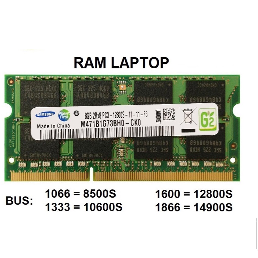 Ram máy tính laptop 8GB DDR3 Bus 1600 samsung dùng cho laptop Core i thế hệ 1, 2 - Hàng chính hãng