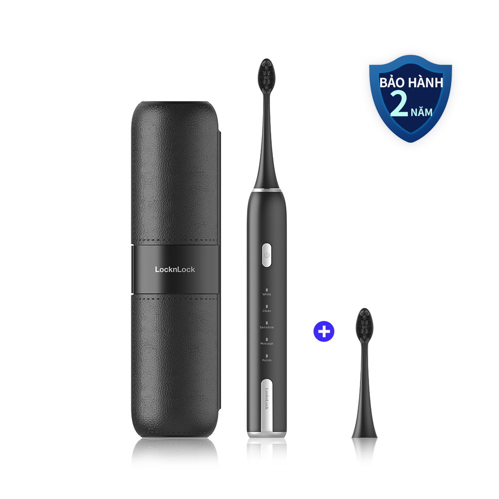 Bàn chải đánh răng điện LocknLock Electric toothbrush ENR386WHT/ENR386BLK 5 chế độ linh hoạt kèm hộp đựng bàn chải - 2 Màu