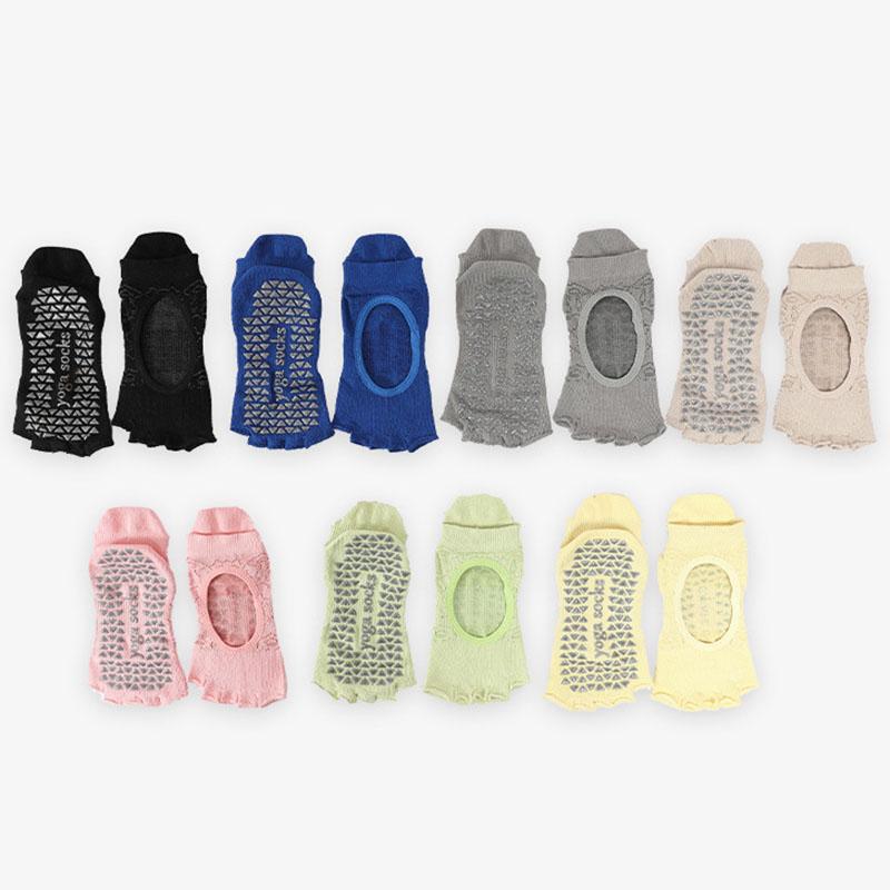 Năm tất cả các vớ yoga bông nguyên chất chấm silicone không trượt phụ nữ nửa ngón chân Color: gray toeless Size: EUR 35-40 US 4.5-8.5