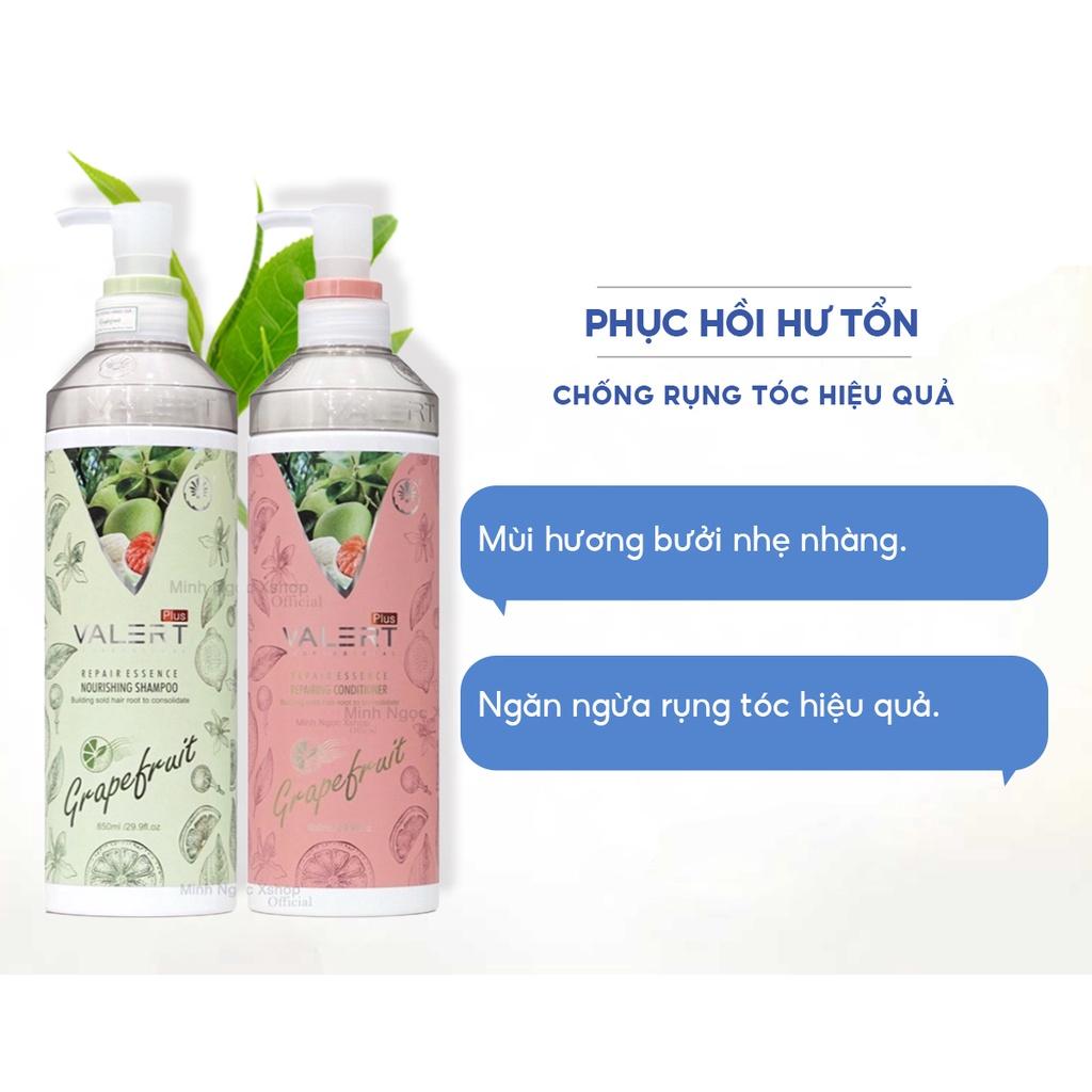 Cặp dầu gội, xả bưởi VALERT GRAPEFRUIT 850ml chống rụng kích thích mọc tóc tặng kèm sữa rửa mặt 120ml