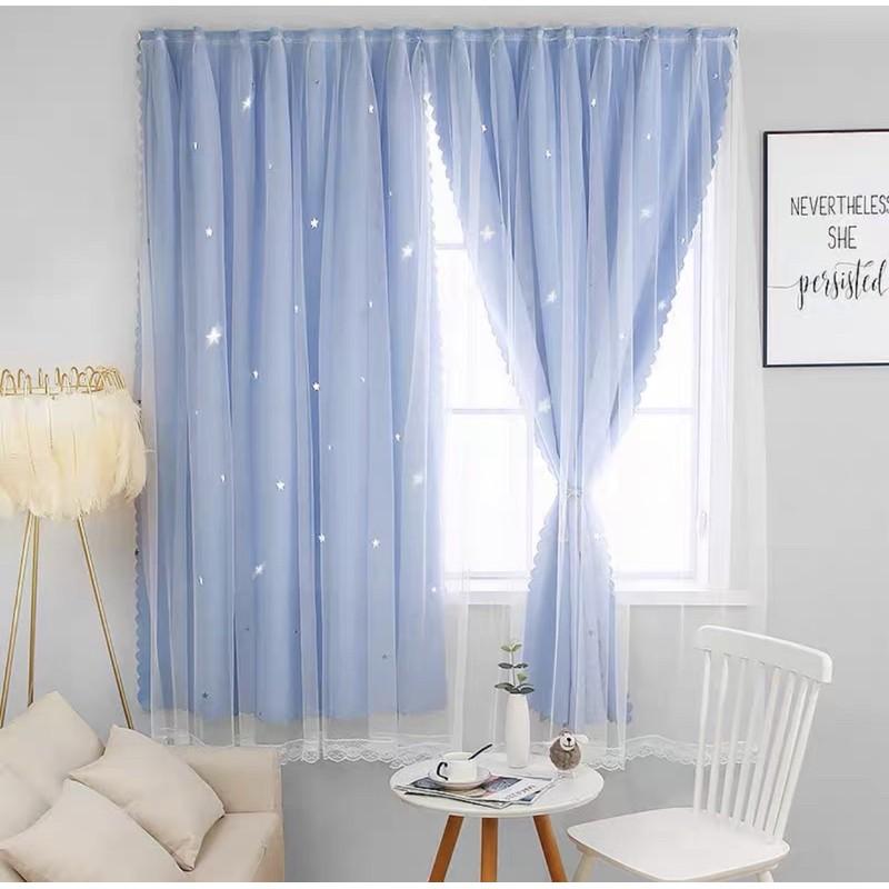 (Nhiều mẫu) Rèm chống nắng họa tiết dán tường và rèm khoen kèm dây cột rèm trang trí cửa sổ phòng ngủ giá rẻ tiện dụng