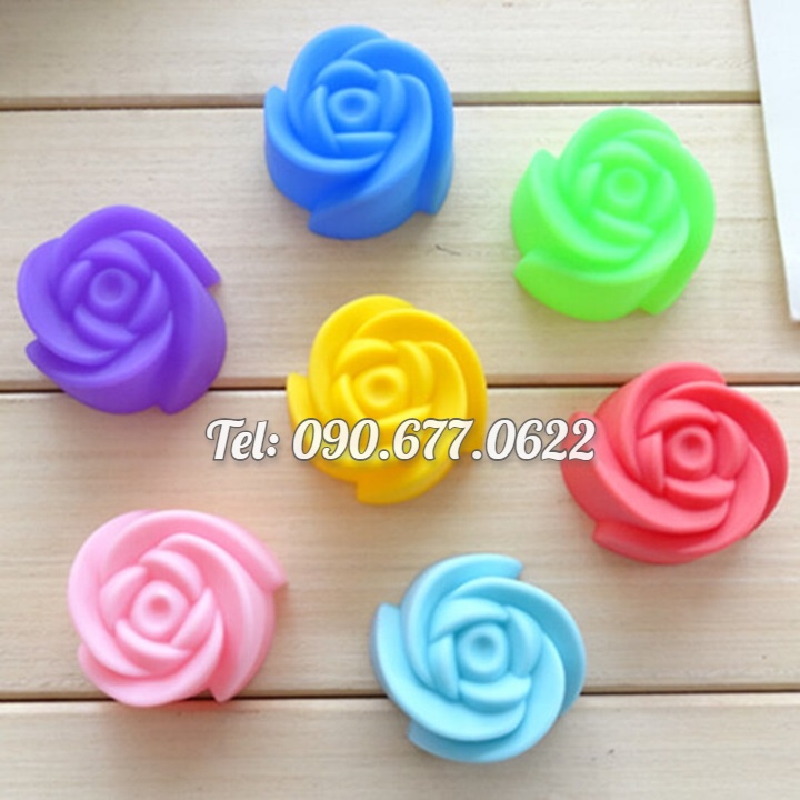 Bộ 10 khuôn silicon làm bánh, rau câu, bánh bông lan, bánh da lợn, bánh Cookie hoa hồng 3 lớp – Mã số 1130