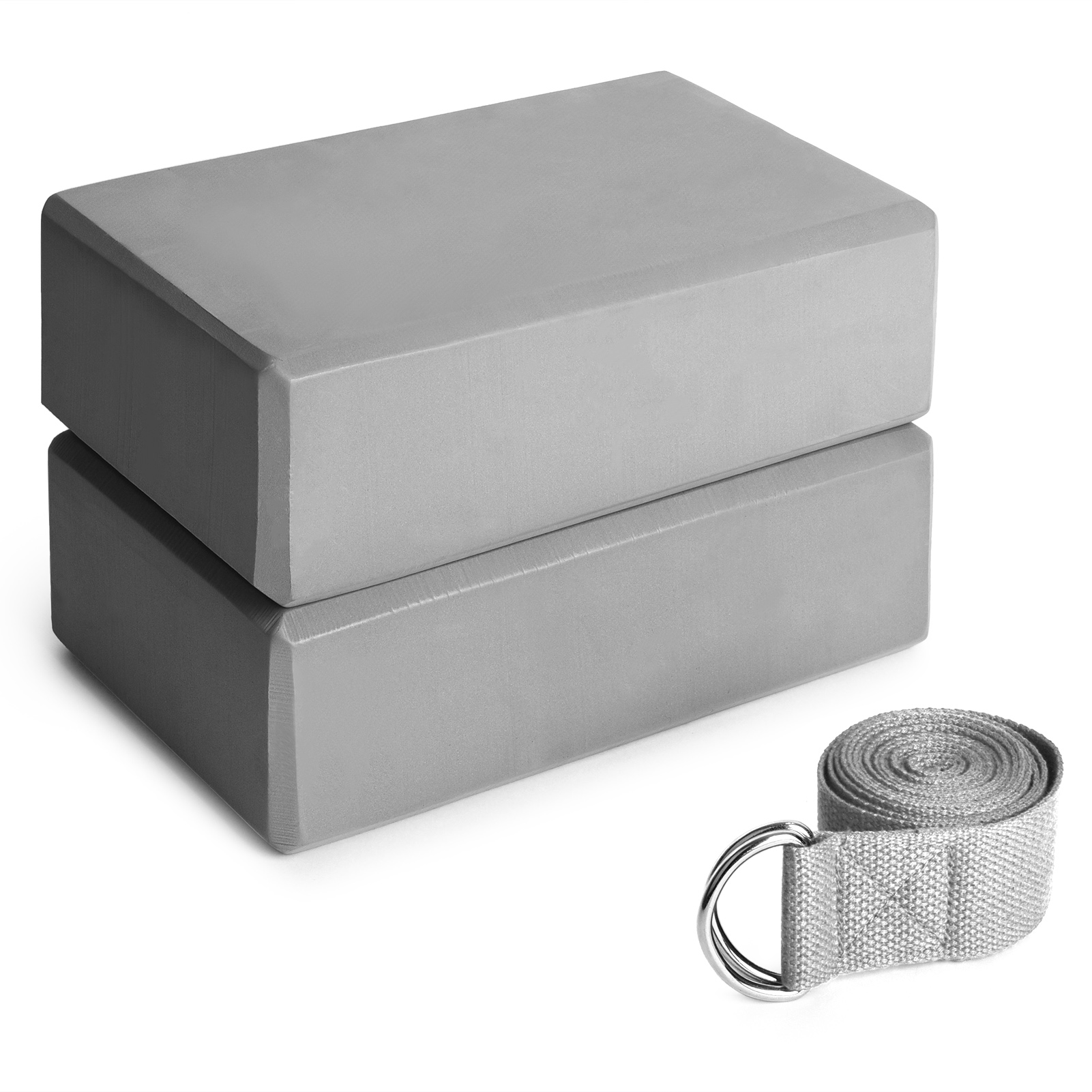 2 khối mút tập yoga và 1 dây đeo bằng vải cotton