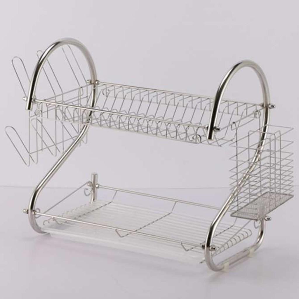 KỆ ÚP BÁT ĐĨA INOX 2 TẦNG CÓ KHAY HỨNG NƯỚC