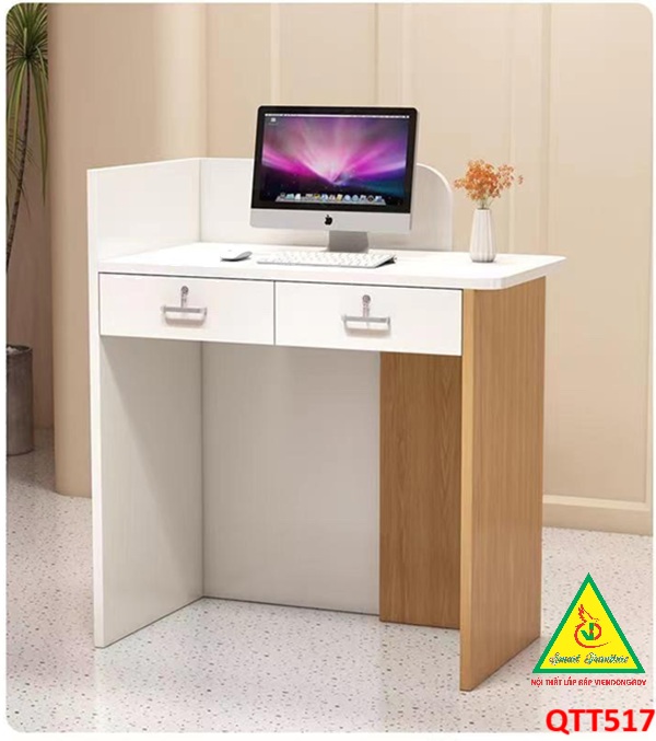 Bàn thu ngân, bàn lễ tân, bàn tính tiền bằng gỗ MDF QTT517 - NỘI THẤT LẮP RÁP VIENDONGADV