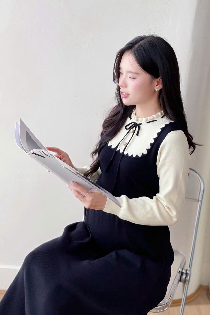 Váy Len Bầu, Đầm Bầu Len Dài Tay Cao Cấp