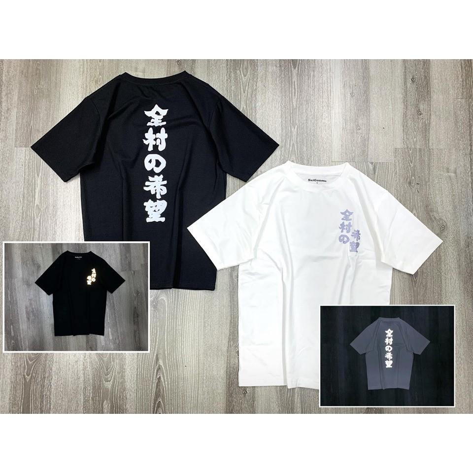Áo Thun Cotton Nam Nữ Chữ Tàu Phản Quang Unisex