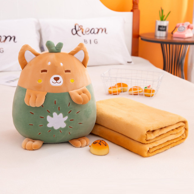 GỐI MỀN 3 trong 1 Trái Cây hình thú cute, thun 4 chiều siêu mịn, bộ chăn gối văn phòng, gấu bông kèm mền GM74-Chuotfruit