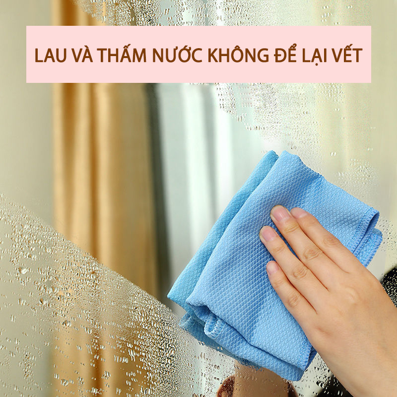 Combo 5 khăn lau kính gương siêu sạch, không rụng lông, không lưu vết, hút nước tốt, chất liệu Microfiber – Mihoco2021-Giao màu ngẫu hiên