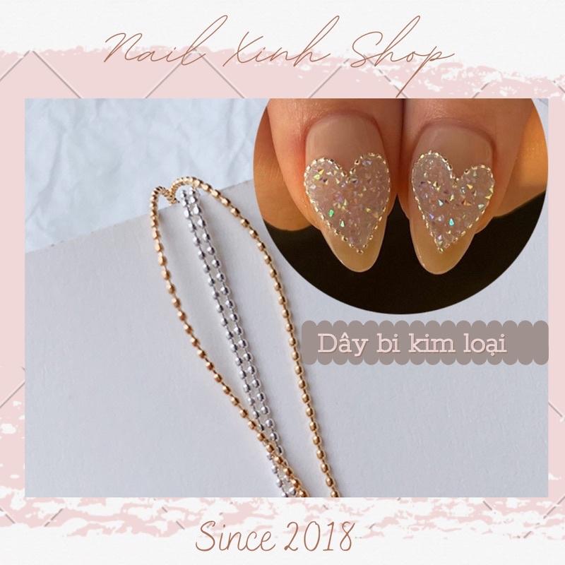 Dây bi kim loại gắn móng nail phong cách Hàn Quốc