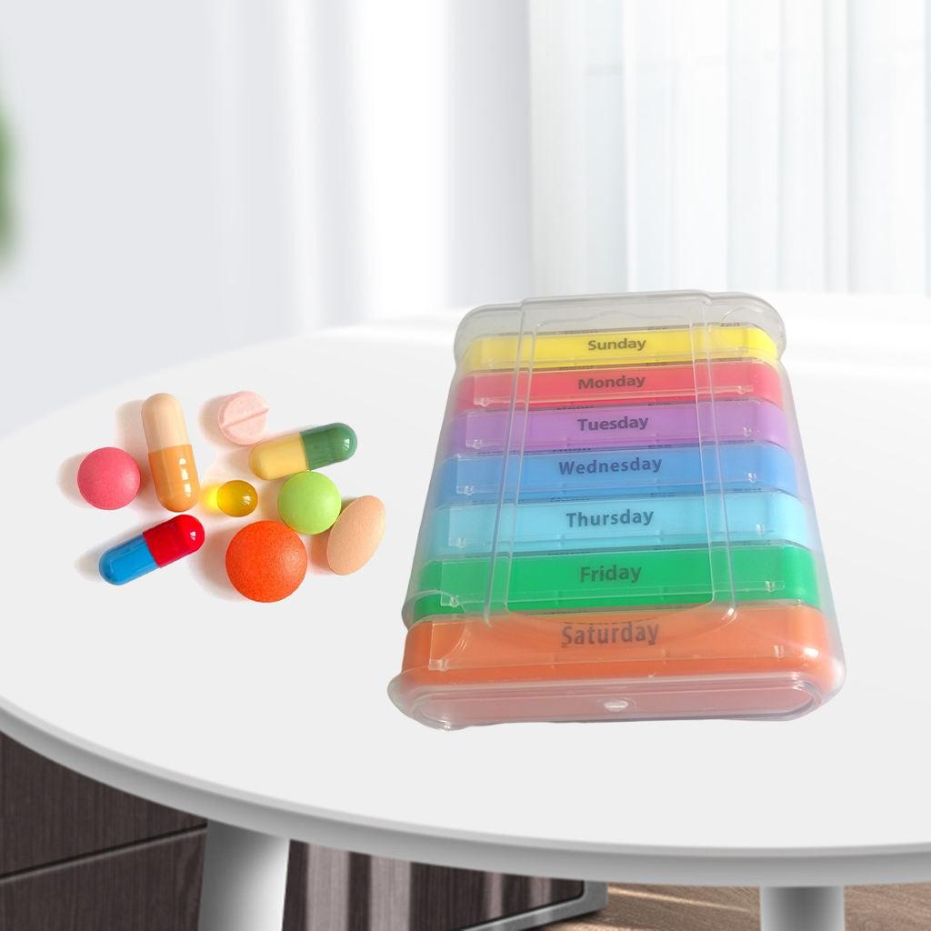 Weekly Pill Organizer Colorful Organizer Case Daily to Hold Pills Vitamins