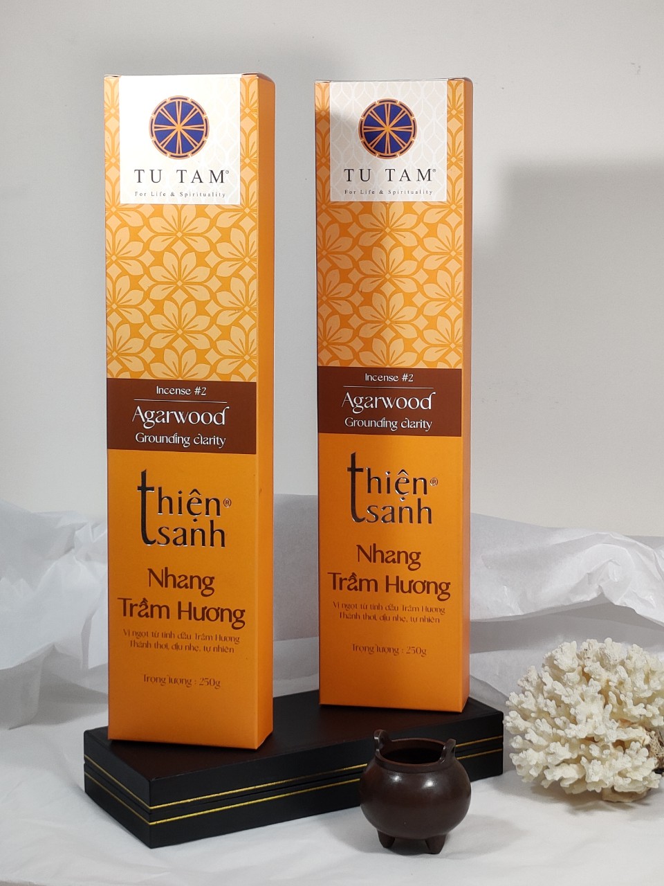 Trầm hương Thiện Sanh #02 mùi thơm dịu nhẹ- Hộp Màu cam 30cm và 40cm