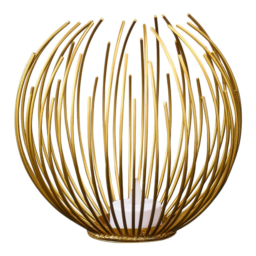 Nordic Style Geometric Wire Candle Holder Iron Bronze Candlestick Lantern