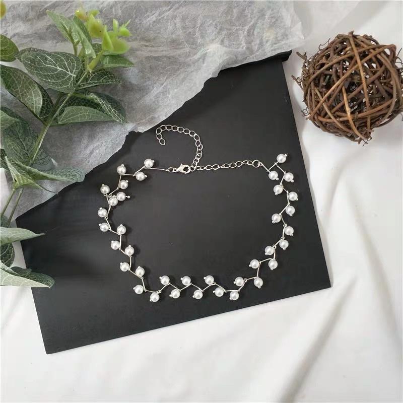 Choker đính hạt màu trắng - Vòng cổ phong cách hàn quốc - Maben