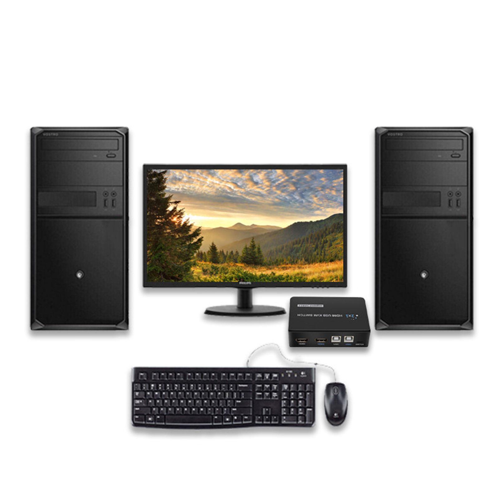 4K HDMI KVM Switch 2 Ports for 2 PC Sharing 1 Set Mouse keyboards Printer