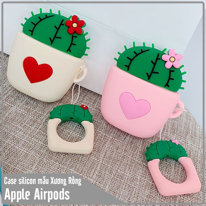 Case silicon bảo vệ cho tai nghe APple Airpods 1 - 2 hình cây xương rồng