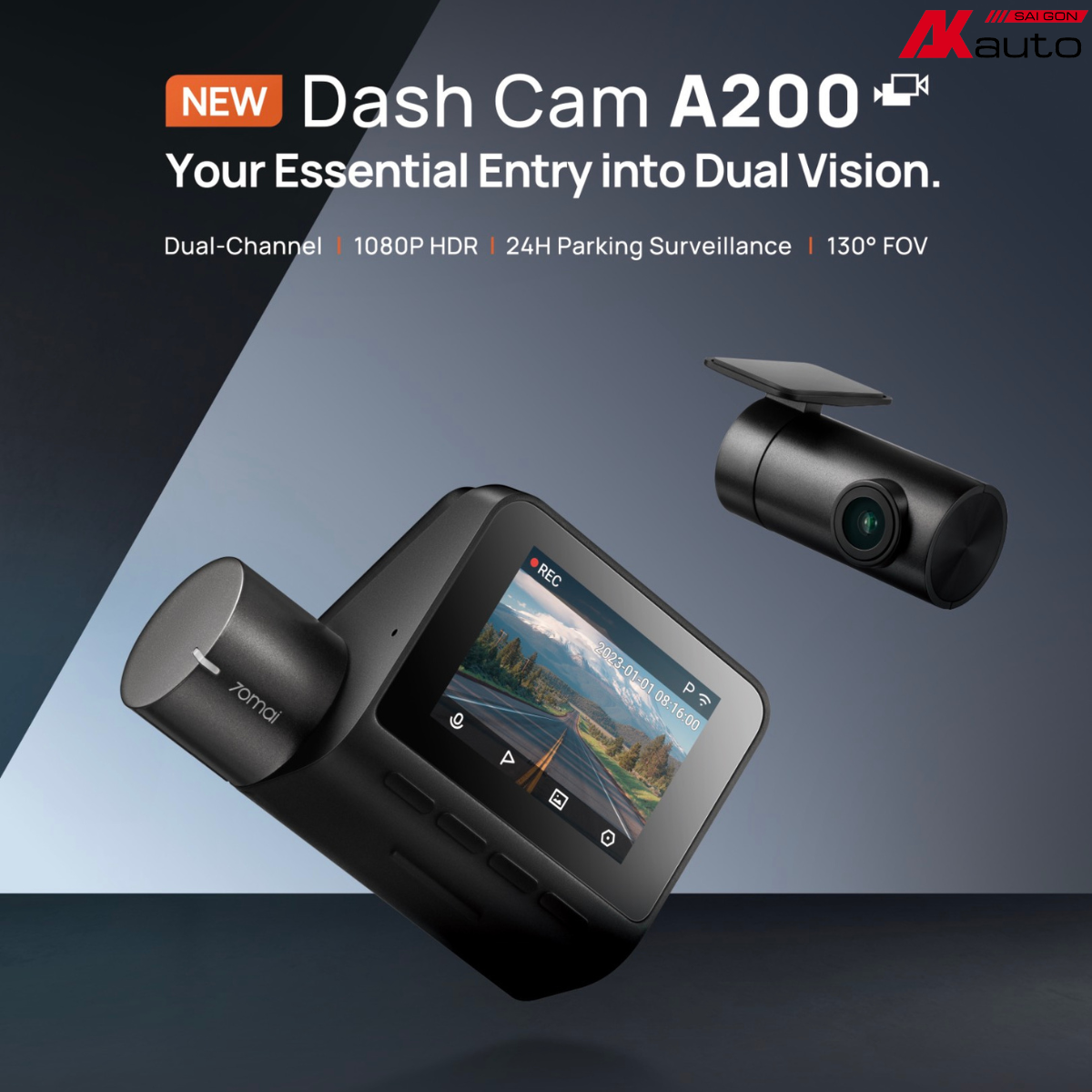 [ HÀNG CHÍNH HÃNG PHIÊN BẢN QUỐC TẾ] Camera Hành Trình 70mai A200 HDR 1080P Ghi Hình Trước Sau Sắc Nét, Giám Sát Đỗ Xe 24h An Toàn