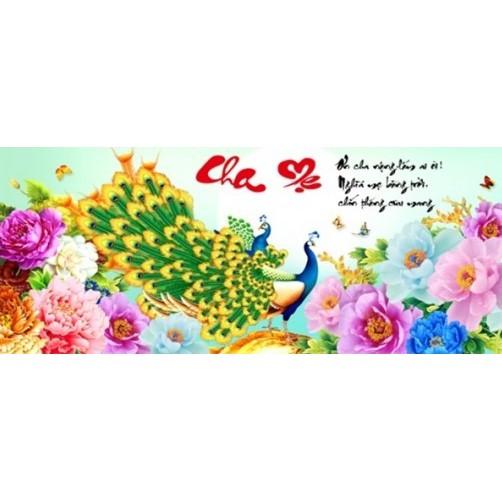 Tranh đá cha mẹ công LV166 - kích thước: 105 * 50cm.
