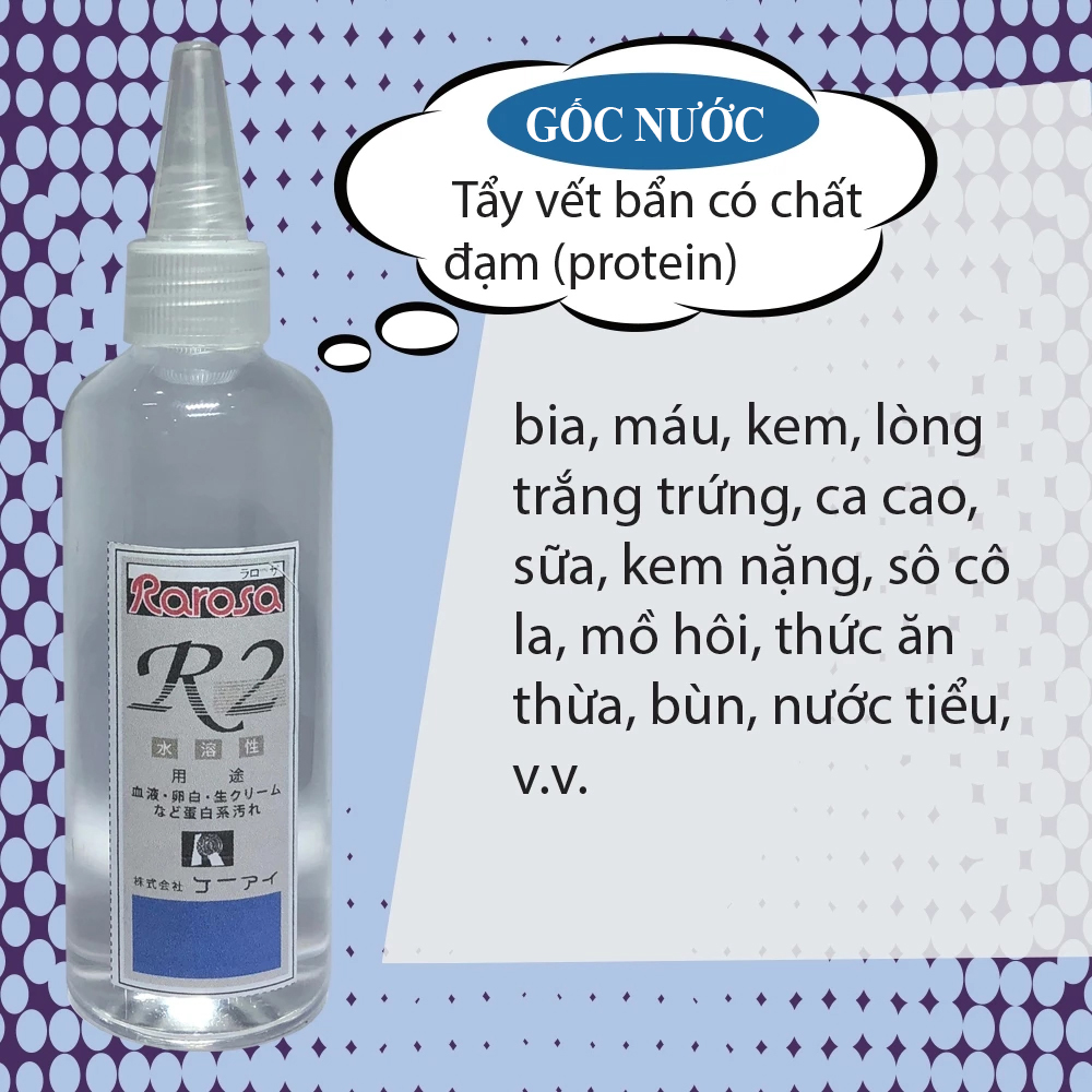 Chất tẩy vết bẩn có chất đạm, gốc nước Rarosa R2