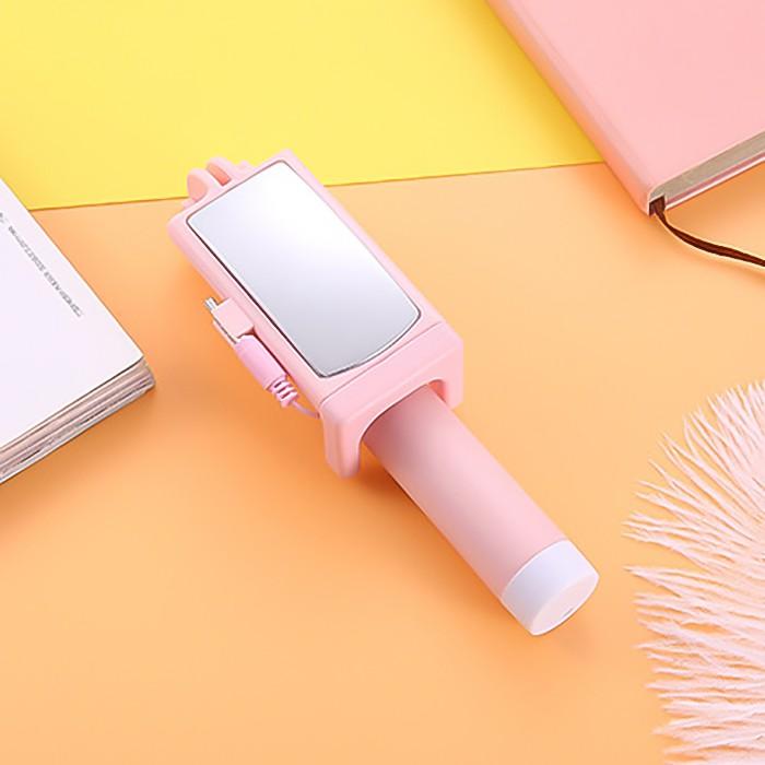 Gậy Chụp Ảnh Tự Sướng Selfie Stick Có Gương Kết Nối Cổng Tai Nghe 3.5mm