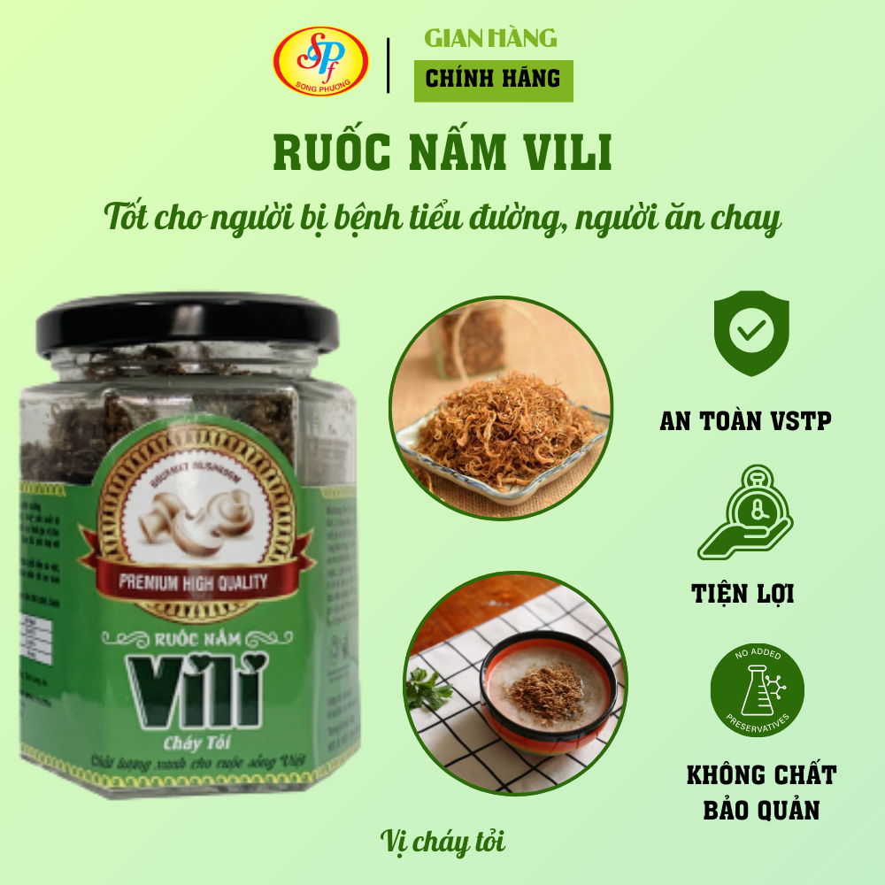 Ruốc nấm hương Vili - Thực phẩm chay - Cháy tỏi 60g/lọ- Hàng xuất khẩu Nhật