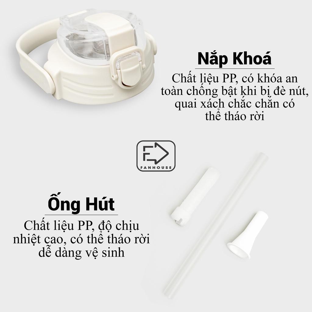 Bình nước bình giữ nhiệt, bình giữ nhiệt cute có ống hút, inox 304 không rỉ an toàn ( bình giữ nhiệt+ sticker