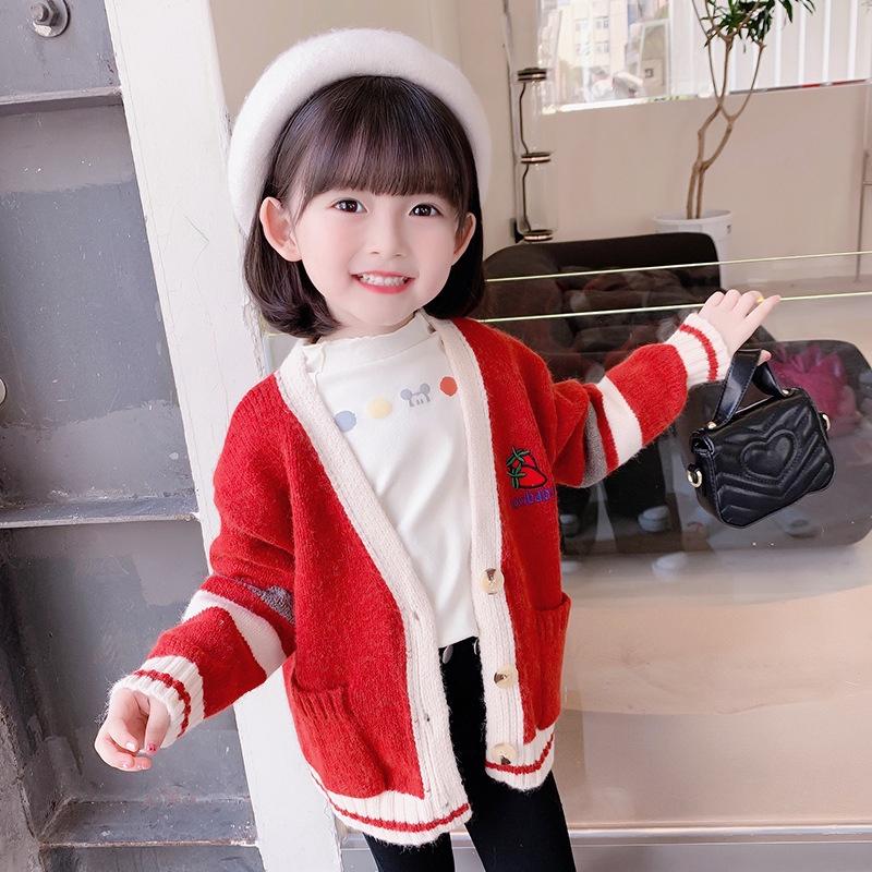 Áo khoác cardigan len dệt kim mặc xuân thu đáng yêu cho bé gái (hàng quảng châu cao cấp)