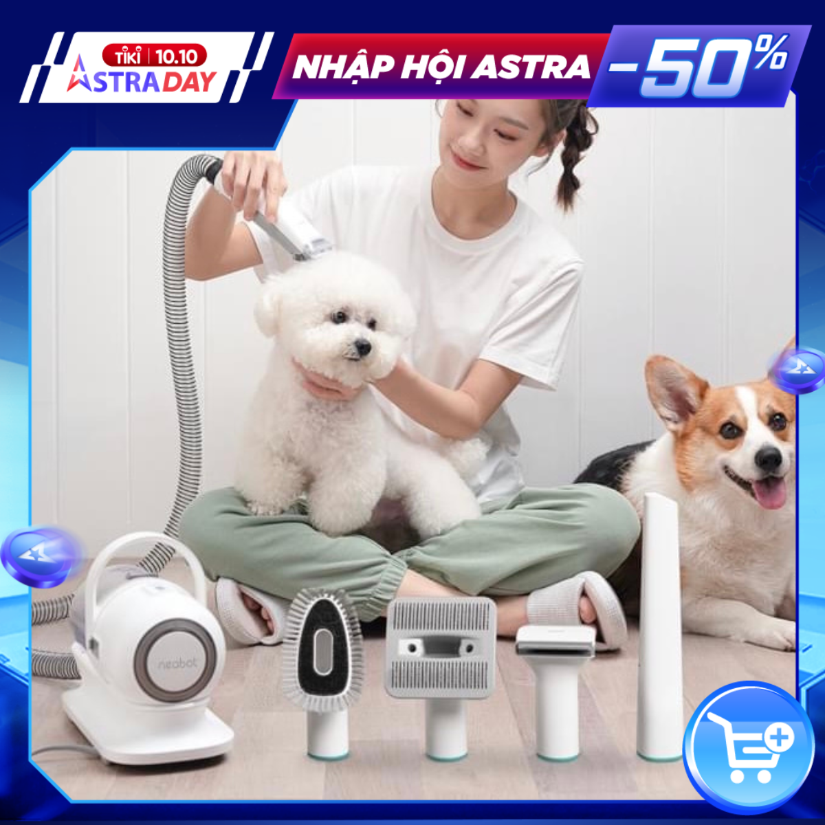 Máy hút cắt tỉa lông thú cưng đa năng thế hăng hàng chính hãng Neabot Pet Grooming Neakasa