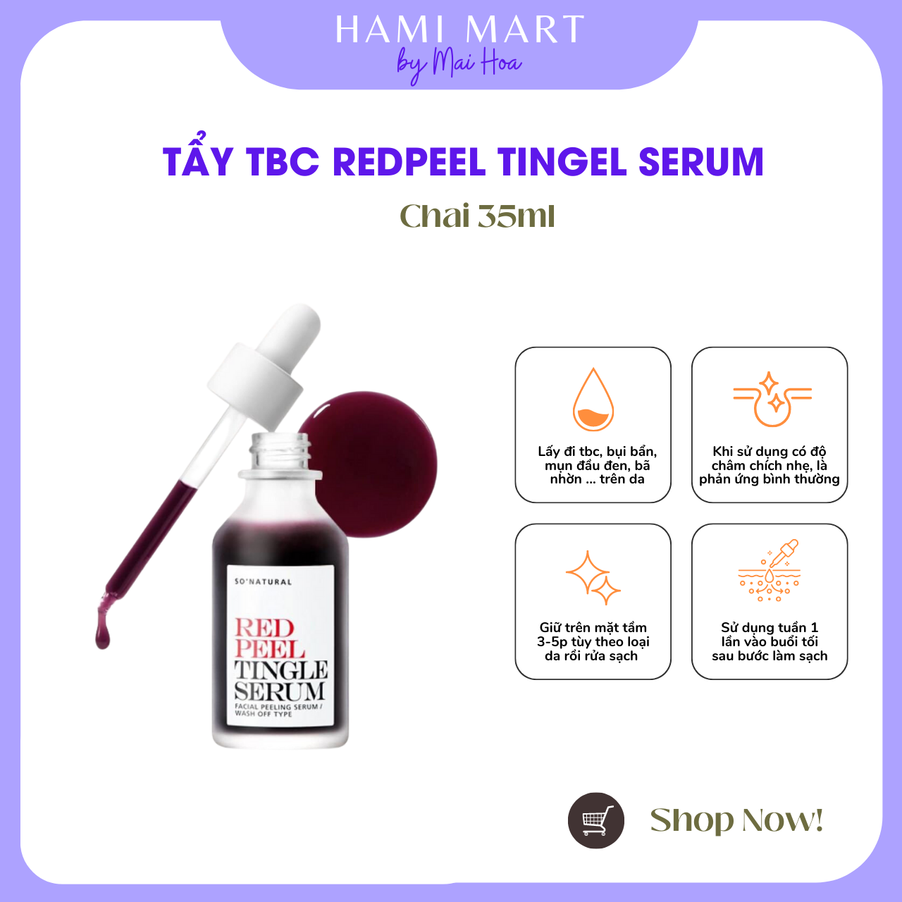 Tinh Chất Thay Da Sinh Học Tẩy Tế Bào Chết da Mặt So’Natural Red Peel Tingle Serum 35ml