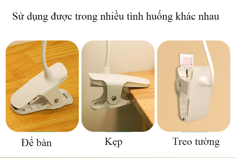 Đèn Bàn Học Đọc Sách, Làm Việc (Học Sinh, Sinh Viên, Văn Phòng) Cao Cấp Kẹp Bàn – 03 Mức Độ Ánh Sáng Vàng Bảo Vệ Mắt Chống Cận Pin 2500 mAh