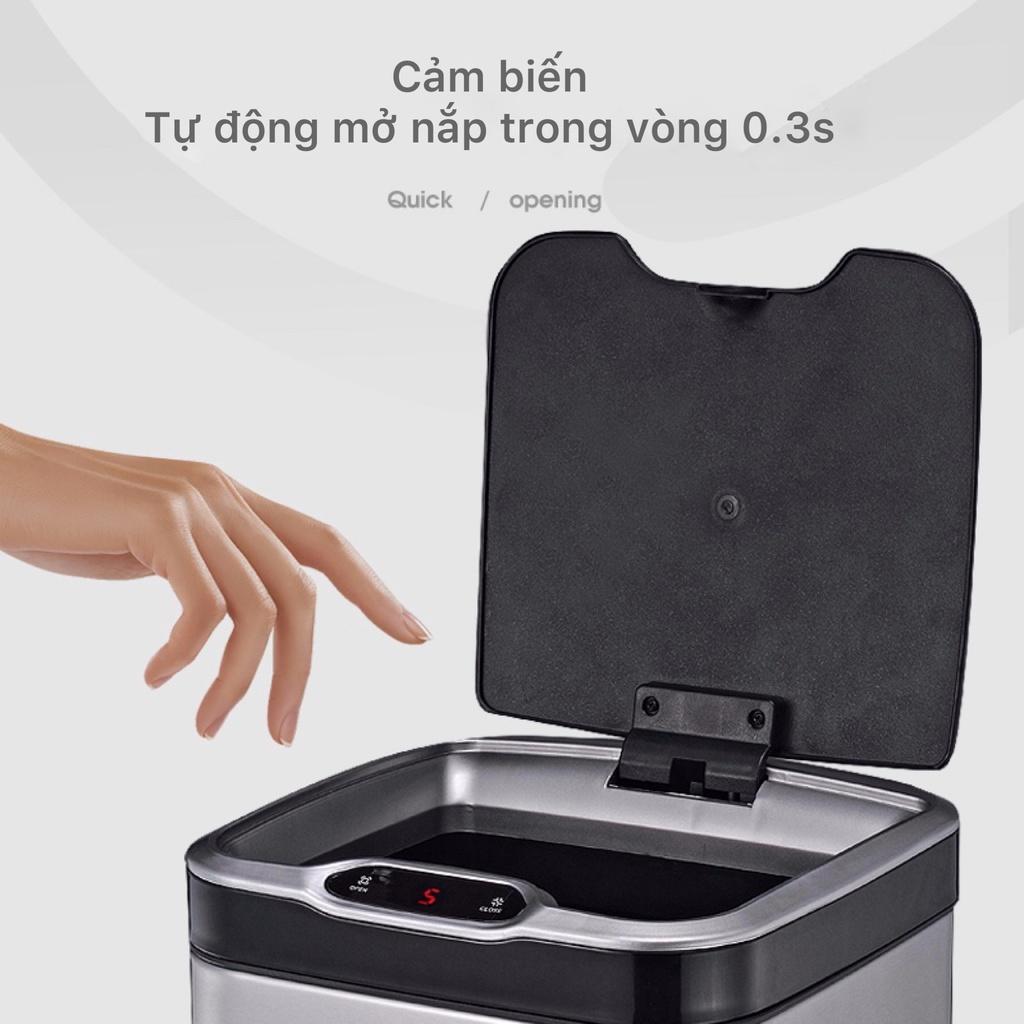 Thùng Rác Cảm Ứng Thông Minh ASSEL Inox 430 Cao Cấp Đóng Mở Nắp Tự Động Phong Cách Hiện Đại - Dung Tích 13L