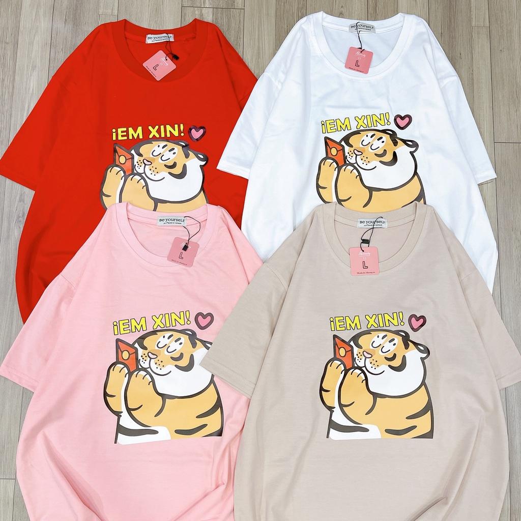 Áo Thun Tay Ngắn Unisex Đủ Size M L XL - CỌP EM XIN LÌ XÌ 2022 NHÂM DẦN