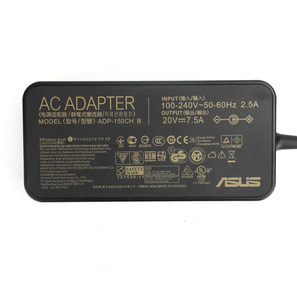 (ADAPTER) SẠC LAPTOP DÀNH CHO ASUS 20V-7.5A (150W) (Đầu kim to) kích thước đầu ghim (6.0 x 3.7 mm)