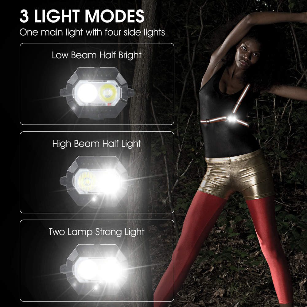 WEST BIKING Đèn thể thao ngoài trời IPX4 Đèn pin sạc USB chống nước Đèn LED ban đêm