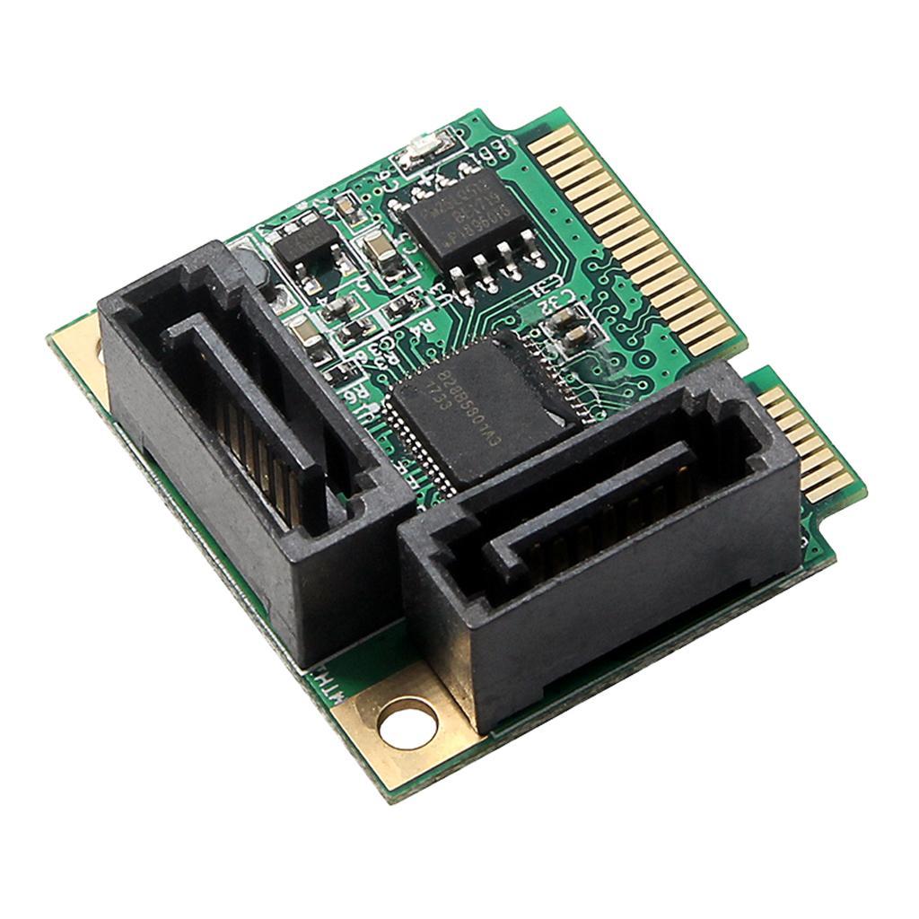 Mini PCIe PCI Express To Dual Ports SATA 3.0 6Gb/s Expansion Card Adapter