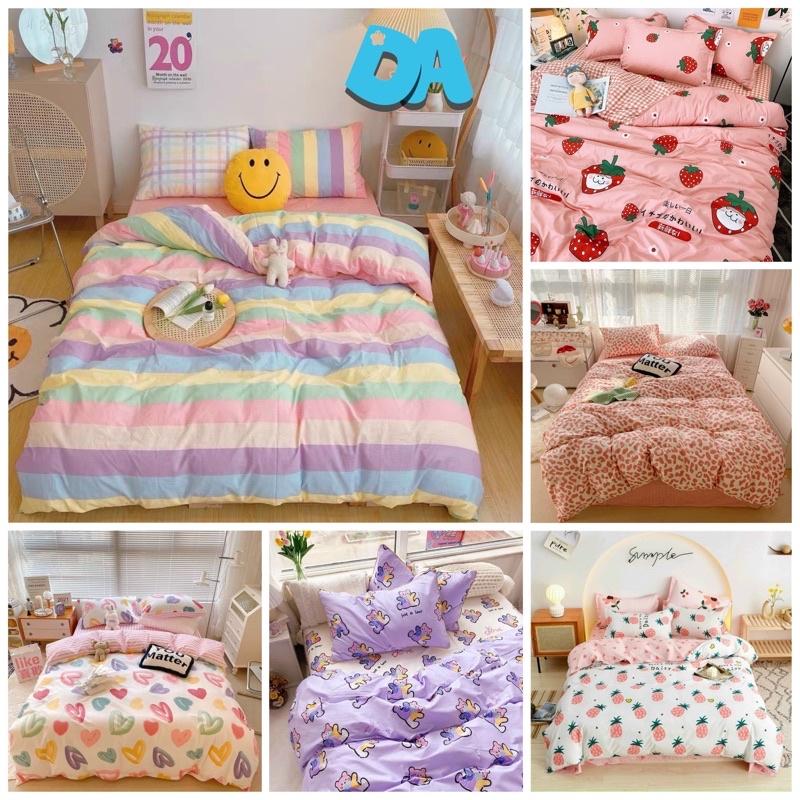 Bộ chăn ga gối cotton poly - Mẫu cầu vồng đáng yêu, họa tiết kute xinh xỉu.