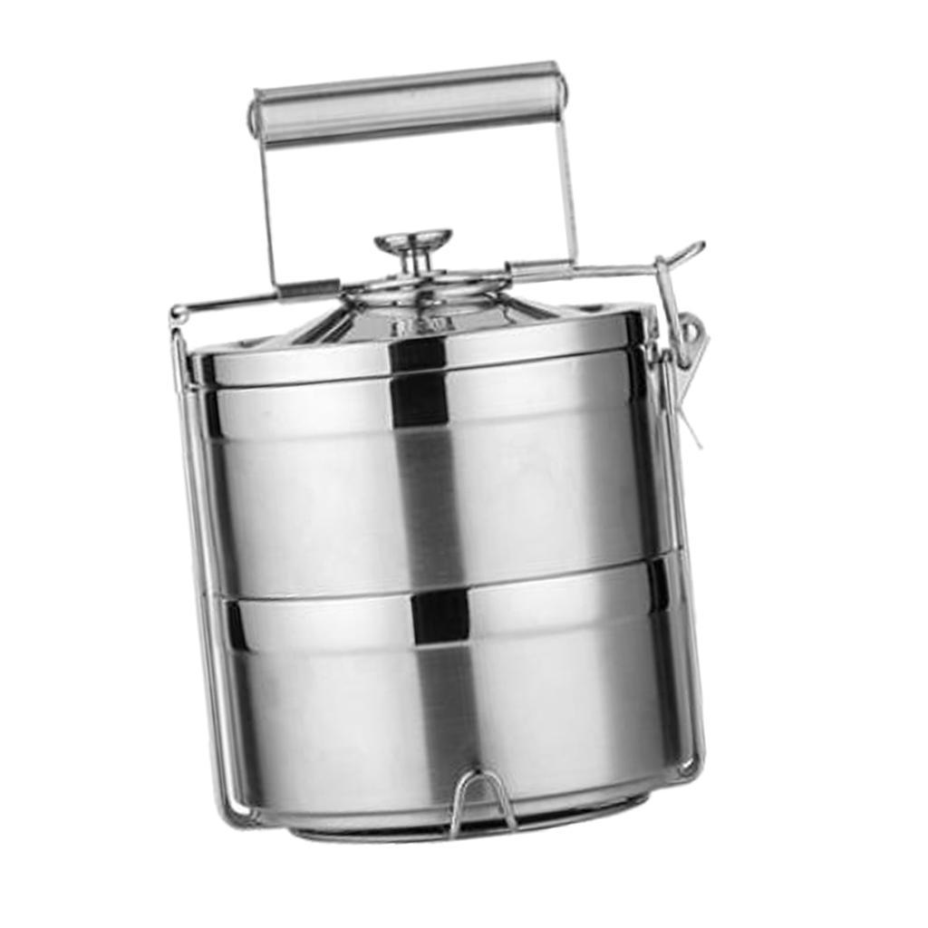 2x Stainless Steel Food Containers Stacking Lunch Box Bento Carrier 2 Tier