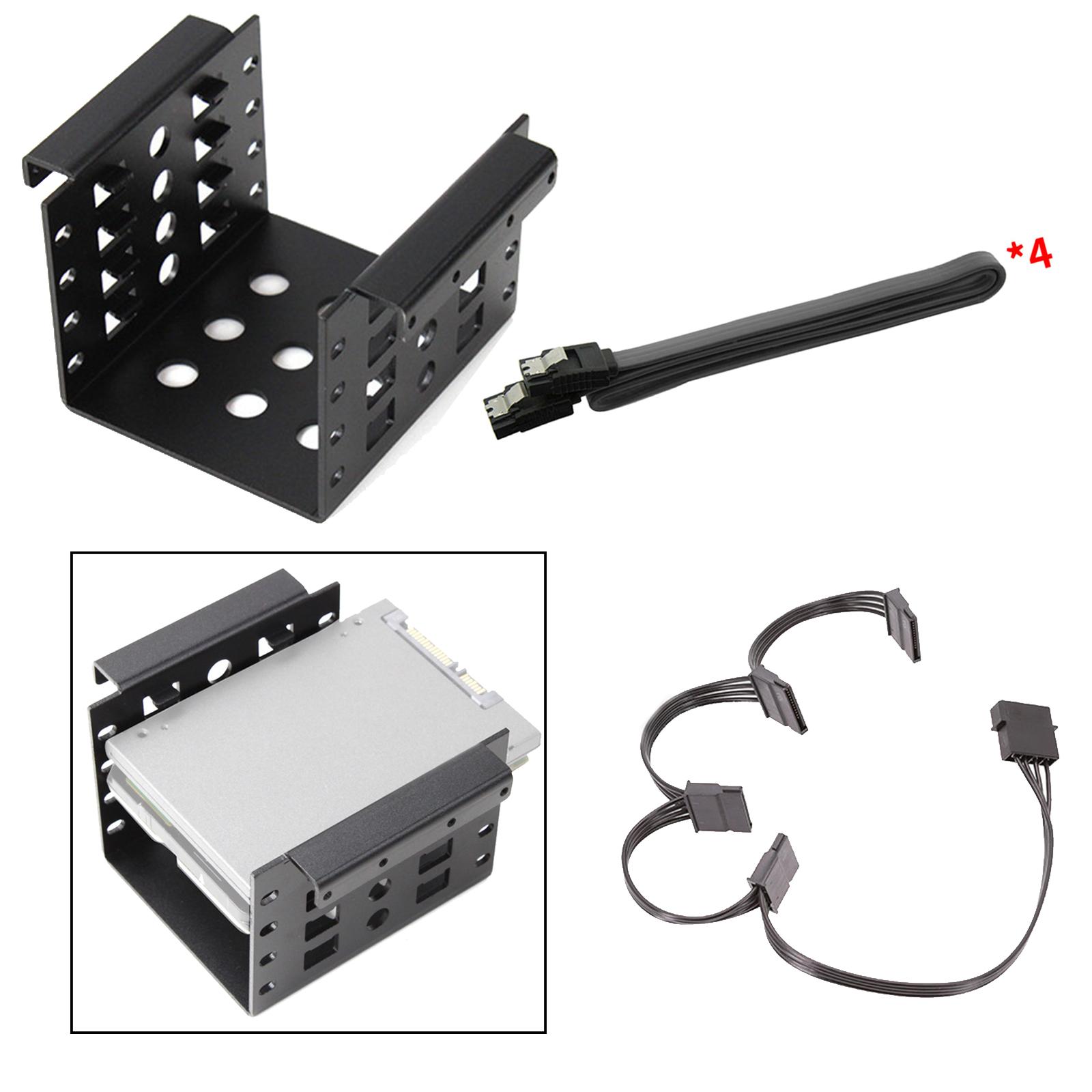 2x 2.5 Inch to 3.5 Inch SSD HDD Hard Drive Caddy Black with SATA Cable