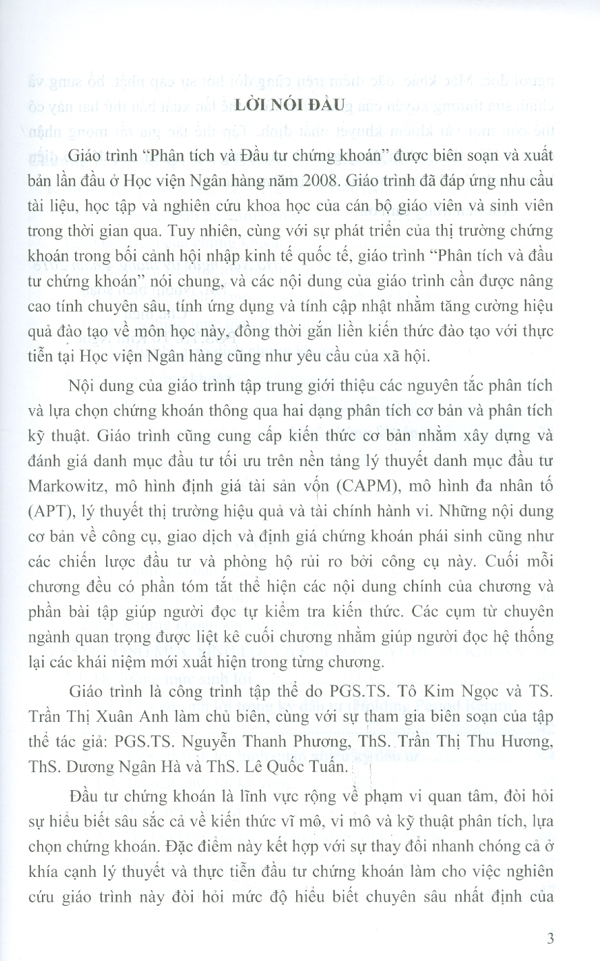 Giáo Trình Phân Tích Và Đầu Tư Chứng Khoán (Học viện Ngân Hàng)