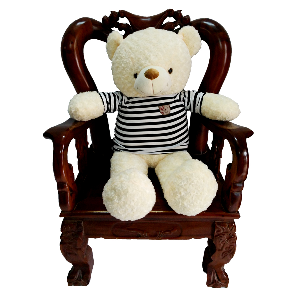 Gấu bông Teddy cao cấp áo thun màu kem khổ 1m2