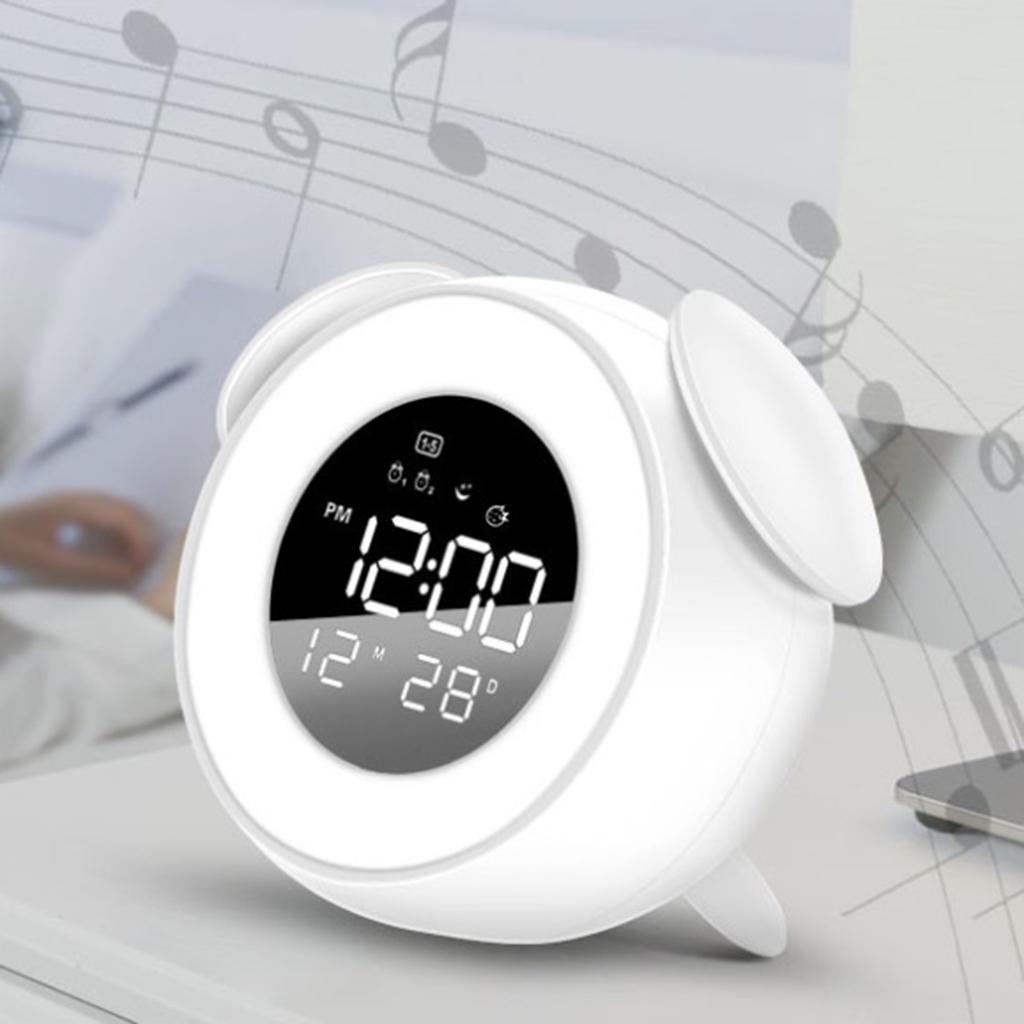 LED Digital Alarm Clock Light Sunrise Night Lamp for Kid Room White