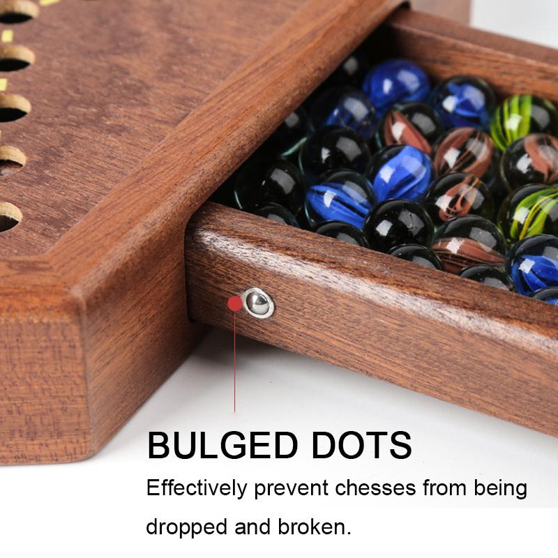 Wooden Chinese Checkers Set with Storage Drawer Children Adults Chess Board Game
