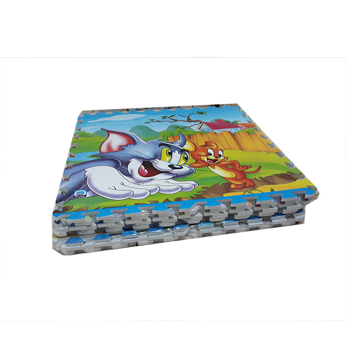 Combo 4 tấm tranh thảm xốp, in hình mèo  Tom và Jerry, kích thước 1 tấm 60cm x 60cm x1cm