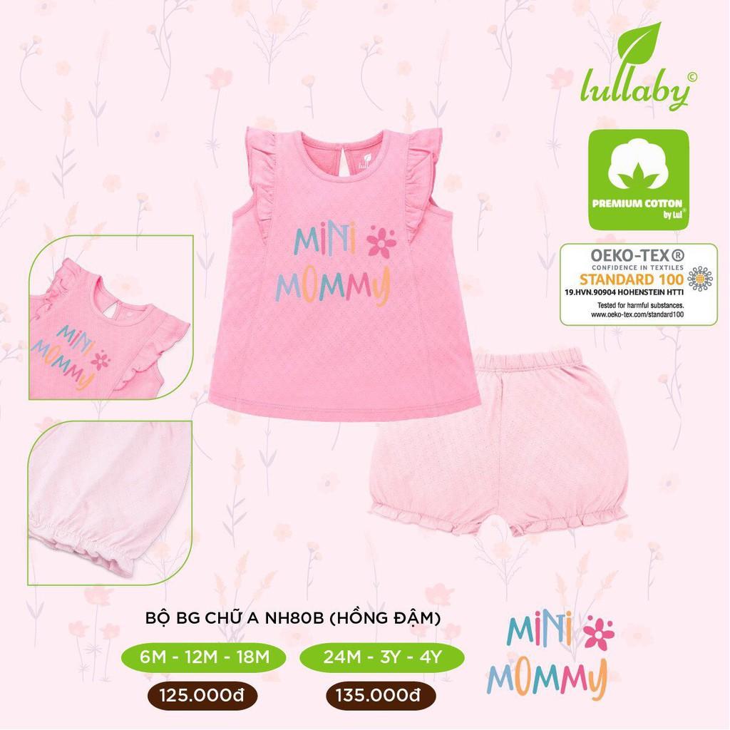 Bộ cộc tay bé gái vân thoáng Lullaby, bộ thun cotton mềm mịn, thoáng khí