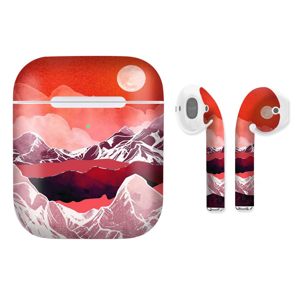 Miếng dán skin chống bẩn cho tai nghe AirPods in hình giả sơn mài - GSM021 (bản không dây 1 và 2