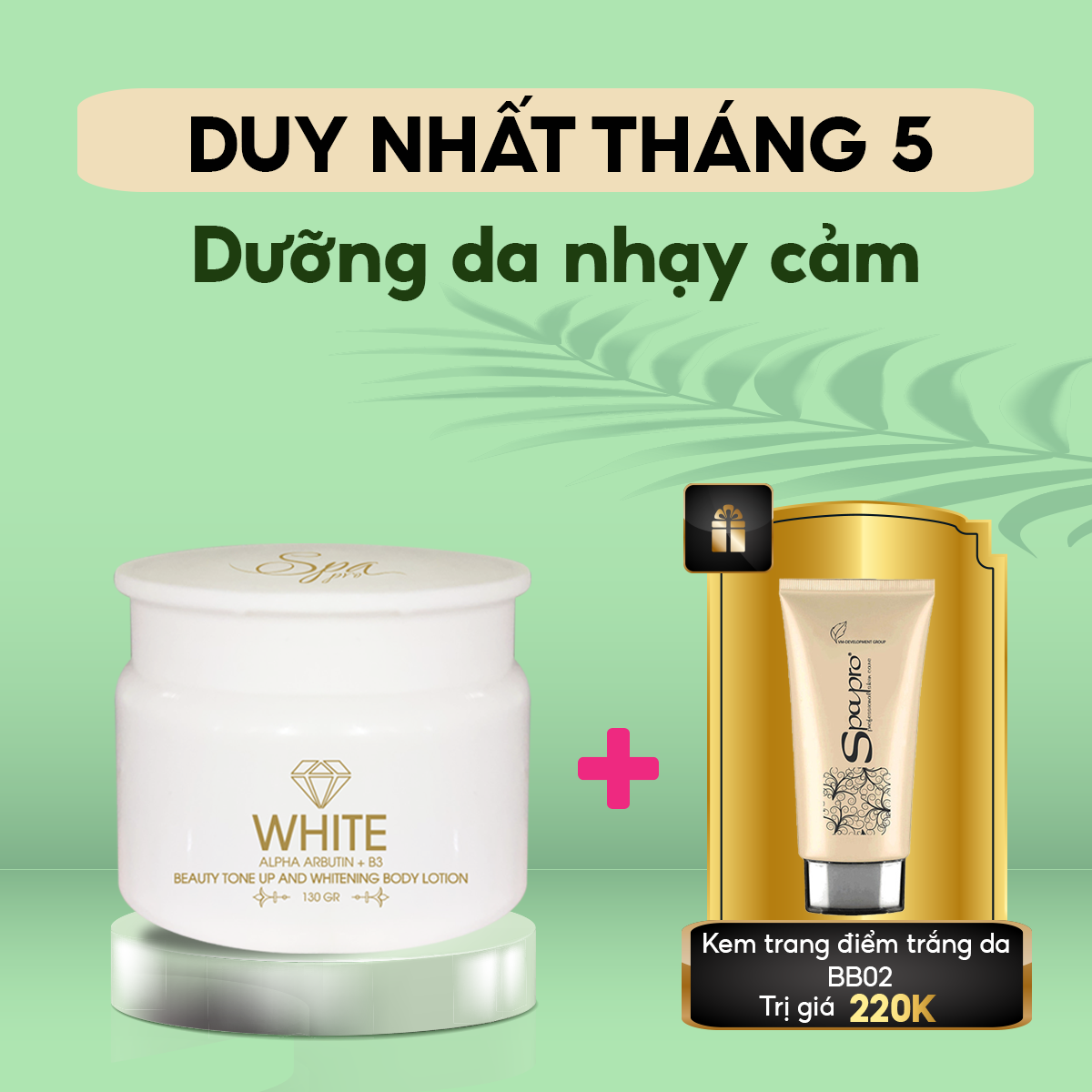Dưỡng Thể Trắng Da Nâng Tông Body Dành Cho Da Nhạy Cảm SPA PRO (130g)