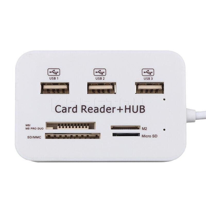 Thiết bị chia hub đa năng 3 cổng USB 2.0 tích hợp đầu đọc thẻ MS M2 SD / MMC TF
