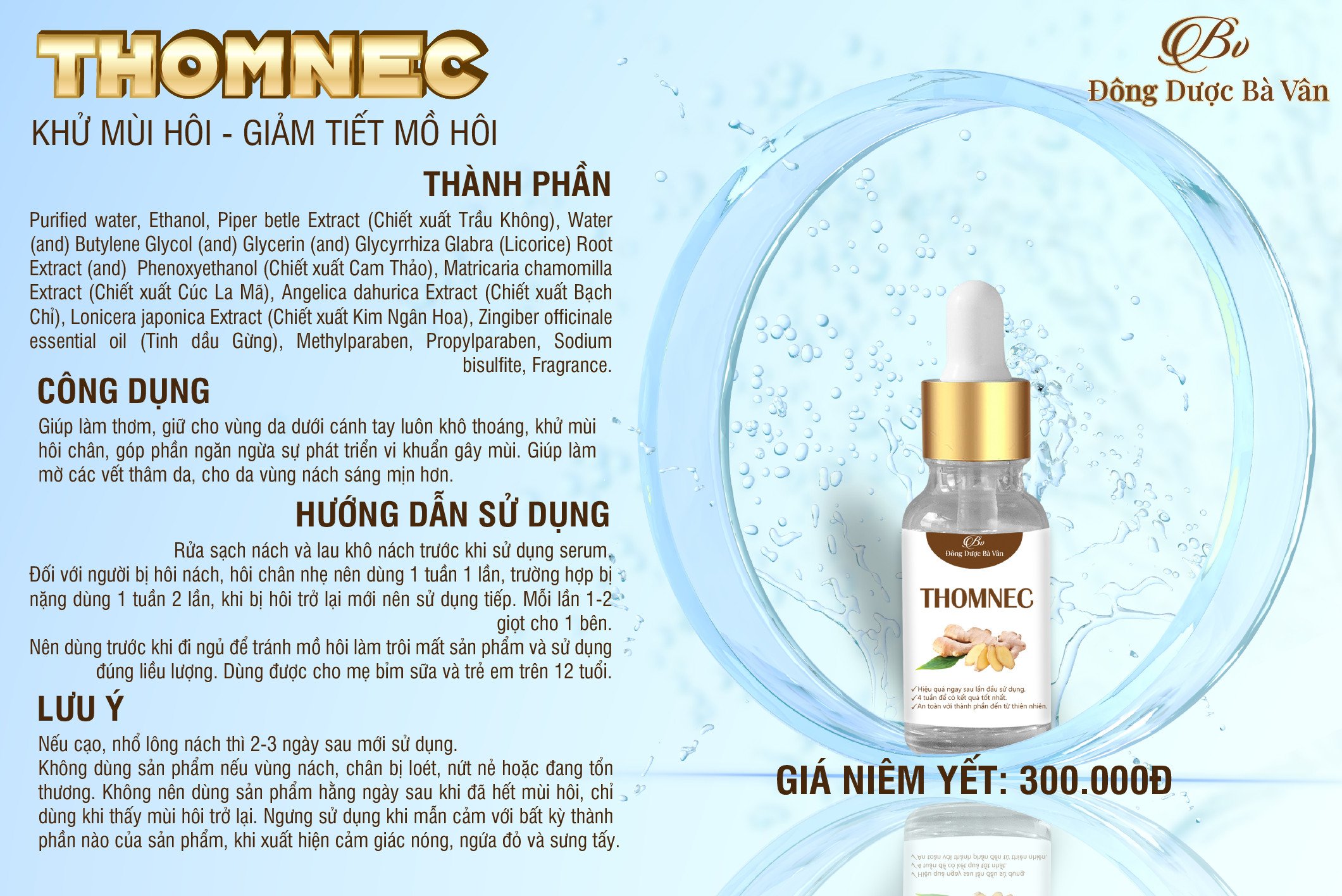 THOMNEC - Khử Mùi Hôi Nách, Hôi Chân , Mồ Hôi Tay - Sản phẩm của đông dược Bà Vân