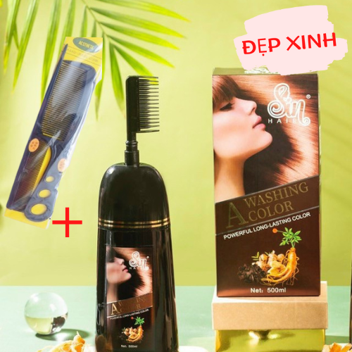 Dầu Gội Phủ Bạc SIN HAIR Nhật Bản 500ml , Tinh Chất Nhân Sâm Giúp Phủ Bạc Tóc An Toàn Tặng Kèm Lược Chải Tóc